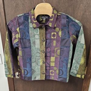 Vintage WINDING RIVER Woman Tapestry Jacket Size XL Maximalism